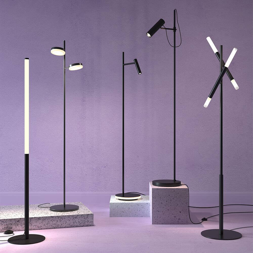 LED Stehleuchte Estudo Schwarz Schirm Drehbar