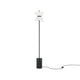 LED Stehleuchte Kyoto Ø 22cm mit modernem Design und elegantem schwarzen Sockel.