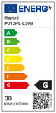 Energieeffizienzlabel für Step LED-Esstischleuchte Big von Maytoni, Energieklasse G, Verbrauch 30 kWh/1000h.