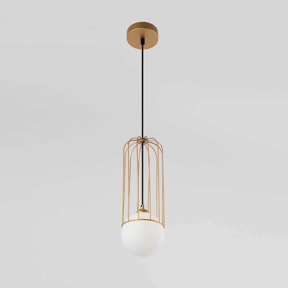 Telford Pendellampe Ø 12cm mit dekorativem Metallrahmen und mattierten Glasdiffusoren.
