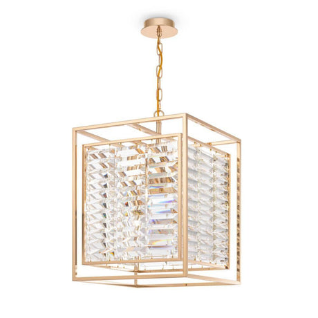 Tening 4-flammige Pendelleuchte in Gold mit klaren Kristallakzenten.