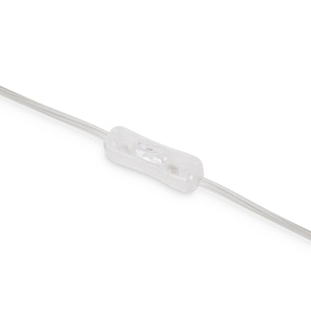 LED Tischleuchte Kyoto Ø 22cm - Detailansicht des transparenten Kabelschalters.