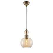 Tone Glas-Pendellampe mit Metallrahmen und bernsteinfarbigen Diffusoren, höhenverstellbar