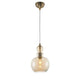 Tone Glas-Pendellampe mit Metallrahmen und bernsteinfarbenen Diffusoren, höhenverstellbar.