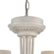 Torino Kronleuchter 6-flg. Weiß-Antik mit elegantem Metallrahmen und liebevollen Glasvögelchen.