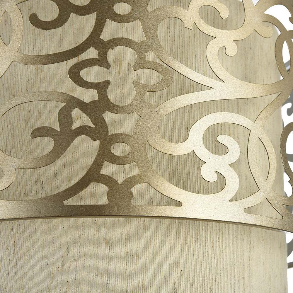 Venera Pendelleuchte Ø 23cm, Metallrahmen mit Schablonendekor in Messing-Ausführung.