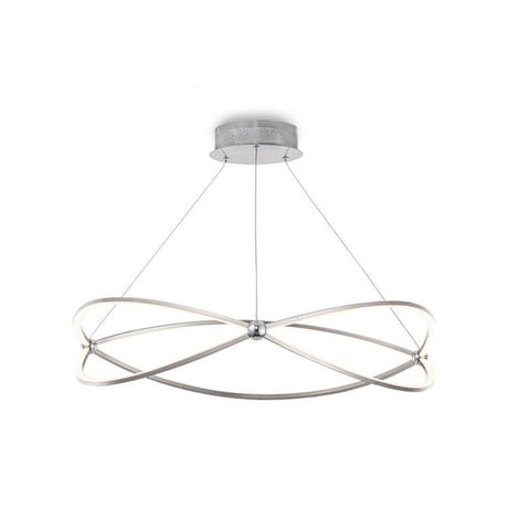 Weave LED-Hängelampe mit futuristischem Design und opalem Diffusor für modernen Lichtfluss.