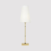 Zaragoza Tischlampe 60cm mit Metallrahmen in poliertem Messing und weißem Stoffschirm