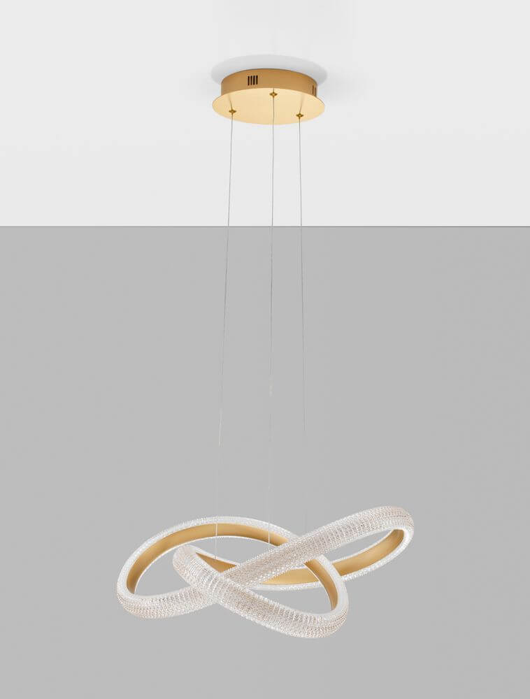 Medora LED Pendelleuchte Ø 52,5cm 3000K Messing-Gold, elegante Hängeleuchte für moderne Wohnräume.