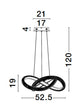 Medora LED Pendelleuchte Ø 52,5cm 3000K Messing-Gold technische Zeichnung mit Maßen.