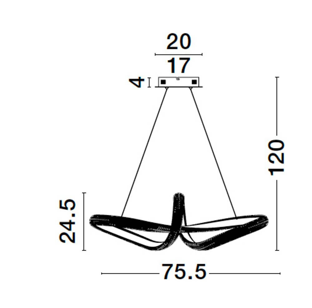 Medora LED Pendelleuchte Ø 75,5cm 3000K Messing-Gold technische Zeichnung