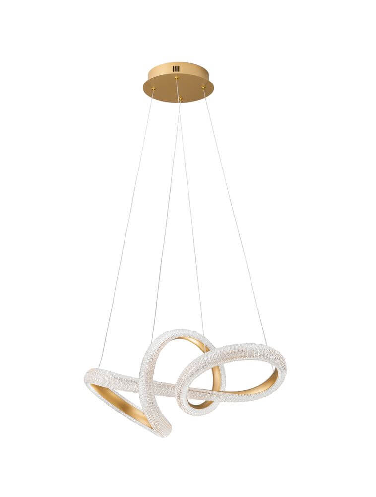 Medora LED Pendelleuchte Ø 75,5cm 3000K Messing-Gold mit elegantem Design und drei Lichtelementen.