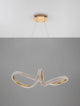 Medora LED Pendelleuchte Ø 75,5cm 3000K Messing-Gold über einem modernen Esstisch.