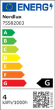 Energieeffizienzlabel Nordlux 75582003 mit Bewertung G für die Mento LED Klemmleuchte Schwarz.