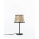 Metall Tischlampe mit Heuschirm, elegantes Design aus Heu und schwarzem Metall für gemütliche Wohnatmosphäre.