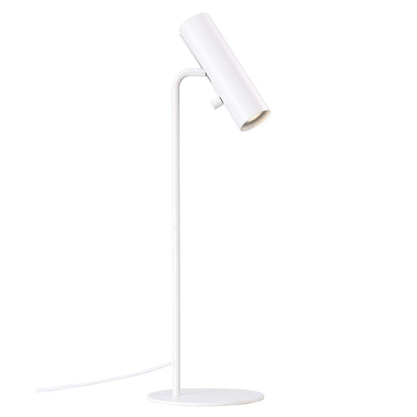 Lámpara de mesa Mib 6 blanca en diseño escandinavo con cabeza de lámpara ajustable y elegante base.