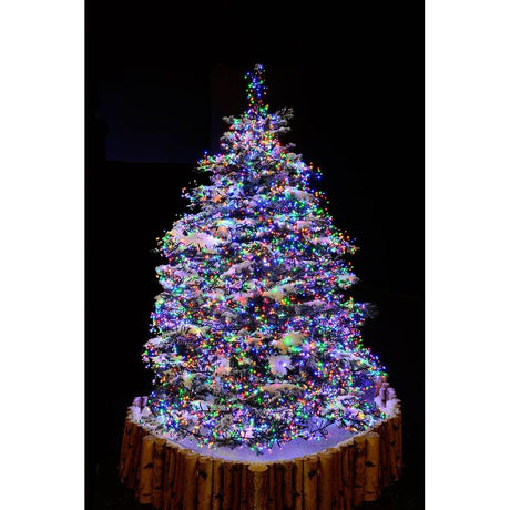 7,7m Micro LED Büschellichterkette Cluster 768 bunte Dioden IP44 am beleuchteten Weihnachtsbaum