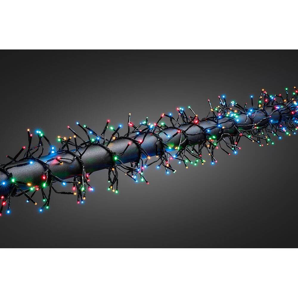 11m Micro LED Büschellichterkette Cluster mit 8 Funktionen 1152 bunte Dioden IP44 auf schwarzem Hintergrund