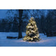 7,7m Micro LED Büschelllichterkette Cluster mit 8 Funktionen 768 Warmweiße Dioden IP44 beleuchtet einen schneebedeckten Weihnachtsbaum.