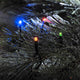 Micro LED Lichterkette 40 bunte Dioden IP44 auf einem Baum, festlich leuchtend in verschiedenen Farben.