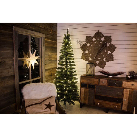 14m mikro LED Frosted fairy lights med 35 varmhvide dioder på et julepyntet træ.