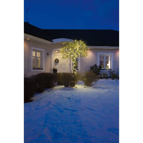 Mikro LED Fairy lights gnistrende effekt 40 varme hvide dioder IP44 oplyser en vinterhave.