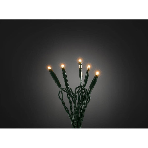 6m Micro LED Lichterkette 10 bernsteinfarbene Dioden, grüne Lichterkette mit leuchtenden Dioden.