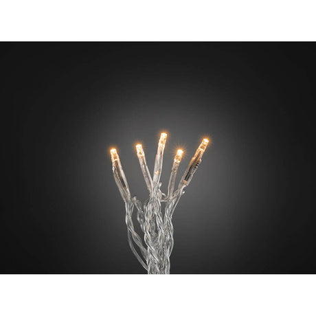 Micro LED Lichterkette 10 bernsteinfarbene Dioden mit glitzernden Lichtern auf transparentem Draht.