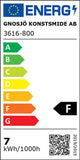 Energieeffizienzlabel F für Gnosjö Konstsmide AB 3616-800 mit Verbrauch 7 kWh/1000h.