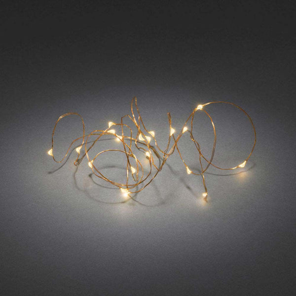 2,4m Micro LED Lichterkette Bernstein-Kupfer Batteriebetrieb, filigrane Dekolichterkette mit warmem Licht