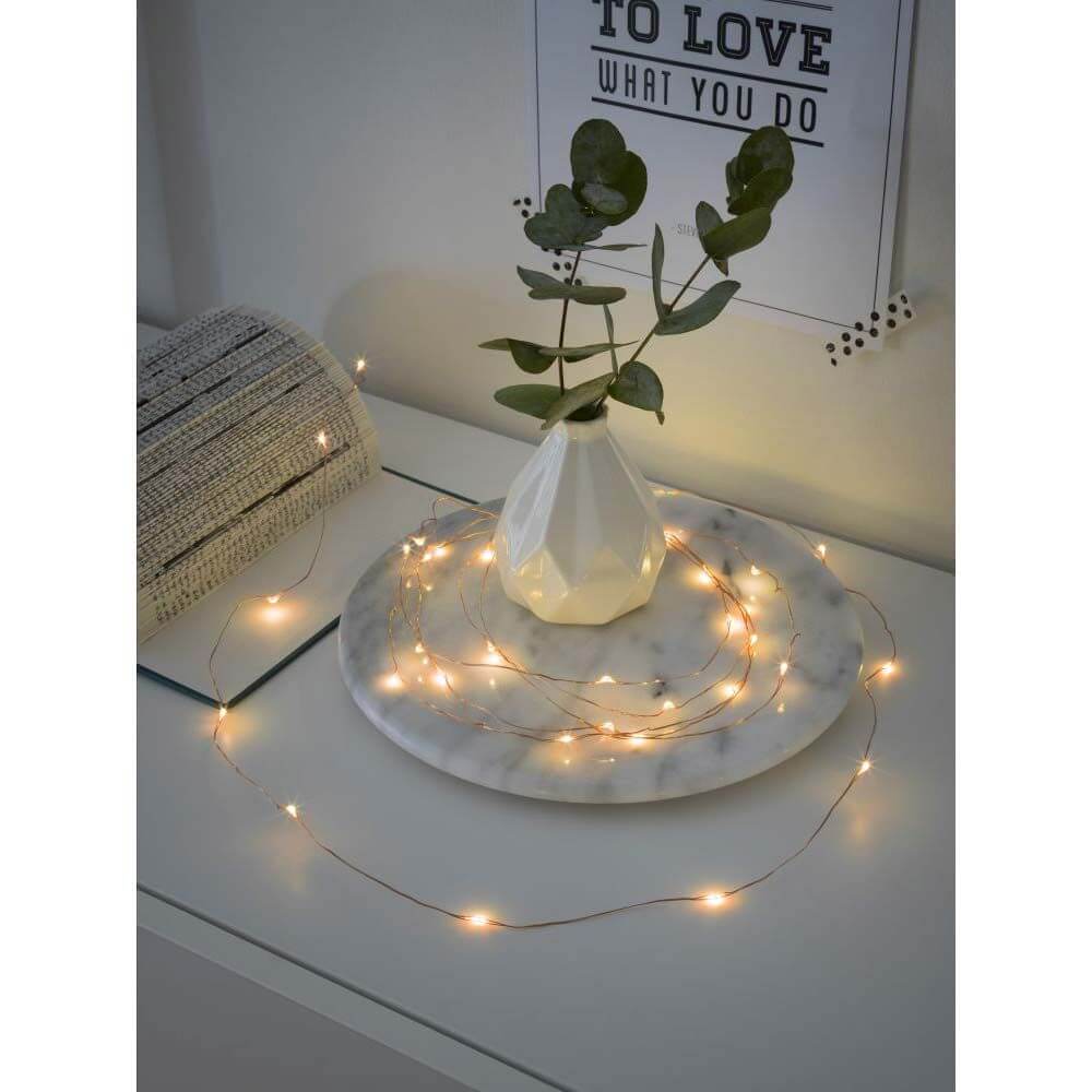 4m Micro LED Lichterkette Bernstein-Kupfer Batteriebetrieb