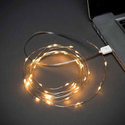 2,5m Micro LED Lichterkette mit USB Anschluss 50 Lichtpunkte, bernsteinfarben