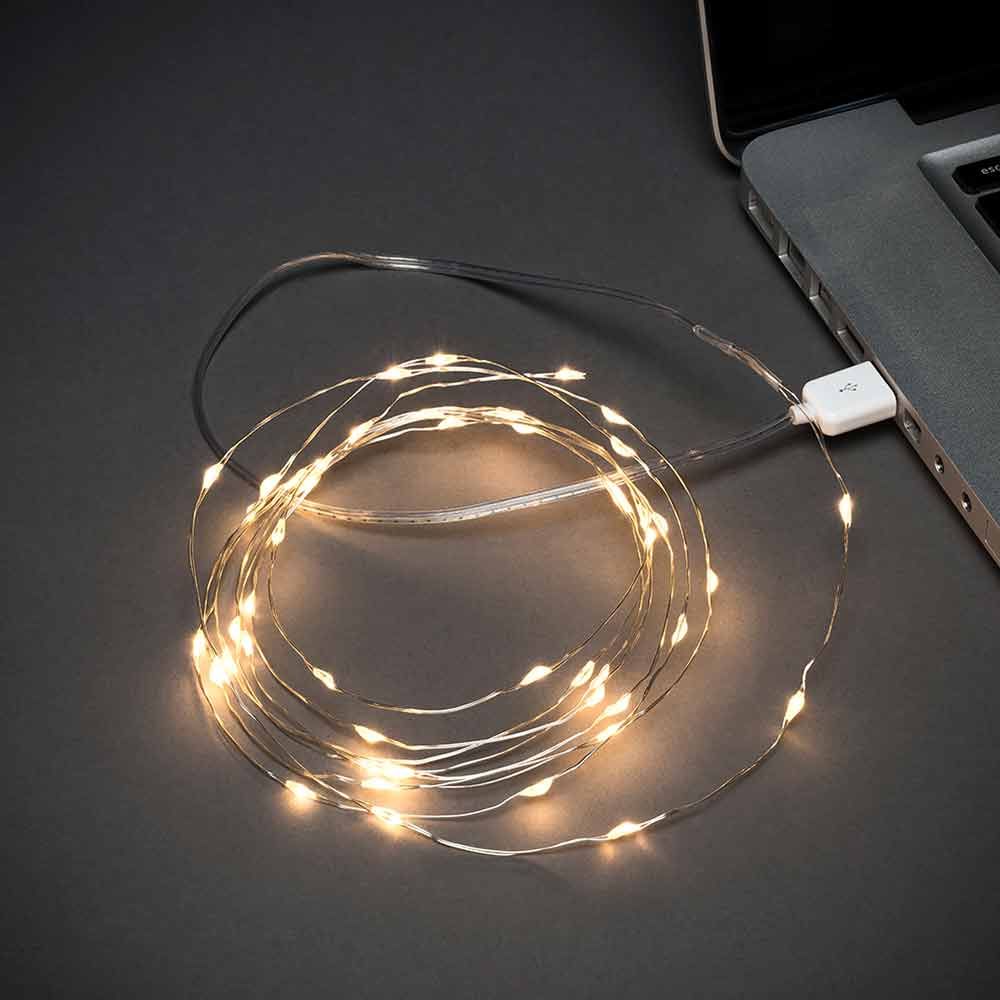 Chaîne légère Micro LED de 2,5 m avec connexion USB 50 points lumineux