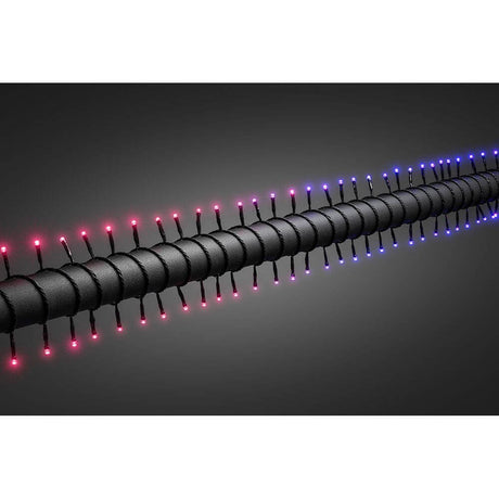 11m Micro LED Lichterkette mit rot/blau Farbwechsel 80 farbwechselnde Dioden IP44 auf schwarzem Hintergrund.