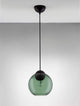 Midori Pendelleuchte E27 Ø 24cm mit rauchgrünem Glasschirm und schwarzem Metallkopf