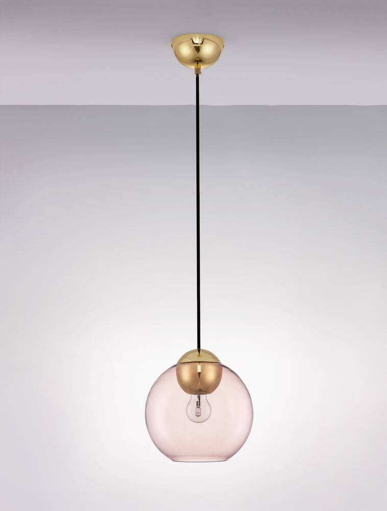 Midori Pendelleuchte E27 Ø 24cm mit mattem Metallkopf in Schwarz und rauchgrauem Glasschirm