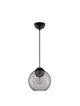 Midori Pendelleuchte E27 Ø 24cm mit mattem Metallkopf in Schwarz und Rauchglas-Schirm für elegantes Lichtdesign.