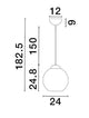 Technische Zeichnung der Midori Pendelleuchte E27 Ø 24cm mit Maßen.