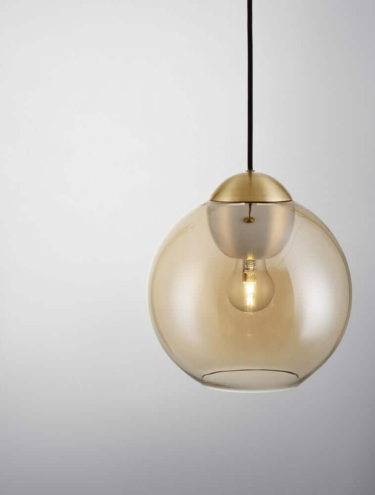 Midori Pendelleuchte E27 Ø 24cm elegante Pendelleuchte mit rauchgrauem Glasschirm und mattem Metallkopf.