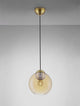 Midori Pendelleuchte E27 Ø 24cm mit rauchgrauem Glasschirm und schwarzem Metallkopf.