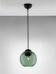 Midori Pendelleuchte E27 Ø 24cm in Smoke, moderne Lichtgestaltung mit schwarzem Metallkopf und rauchgrauem Glasschirm.