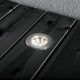 Mini LED Einbaustrahler 3er-Set IP44 Edelstahl auf schwarzem Holzuntergrund.