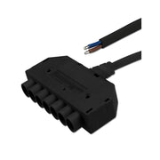 Mini-Plug 6-fach Verteiler weiblich 1m 2x0.75 Schwarz max. 24V/10A mit offenem Kabelende