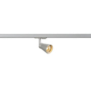 Mini Q-Tech avec adaptateur 1P. argent - projecteur haute tension AVO orientable et pivotant sur système de rails.