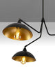 Mirba Pendelleuchte 3-flammig Ø 113cm Schwarz, Gold mit eleganten, schwenkbaren Schirmen und warmem Licht.