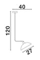 Mirba Pendelleuchte Schwenkbar E27 technische Zeichnung mit Abmessungen 40x120x27 cm.
