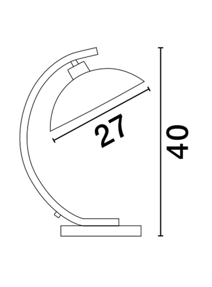 Mirba Tischleuchte Schwarz, Gold - technische Zeichnung mit Abmessungen 27 cm und 40 cm.