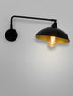 Mirba Wandleuchte Schwarz, Gold mit elegantem Design und schwenkbarem Arm.