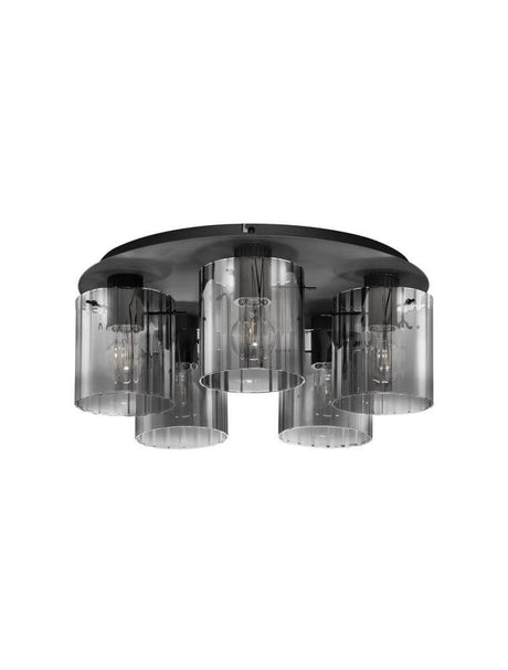 Mirbi taklampa 5-flamme Ø 50 cm svart, rök