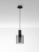 Mirbi Pendelleuchte Ø 18cm Schwarz, Rauch - moderne Pendelleuchte mit rauchfarbenem Glas und schwarzem Aluminium.